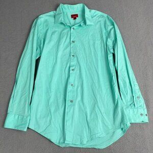 Alfani T-Shirt Slim Fit  Mens size M  green  Buttons,Long Sleeve